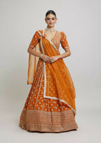 Lehenga Mart Designer Indian Wedding Lehenga Choli-Orange | Grocsy