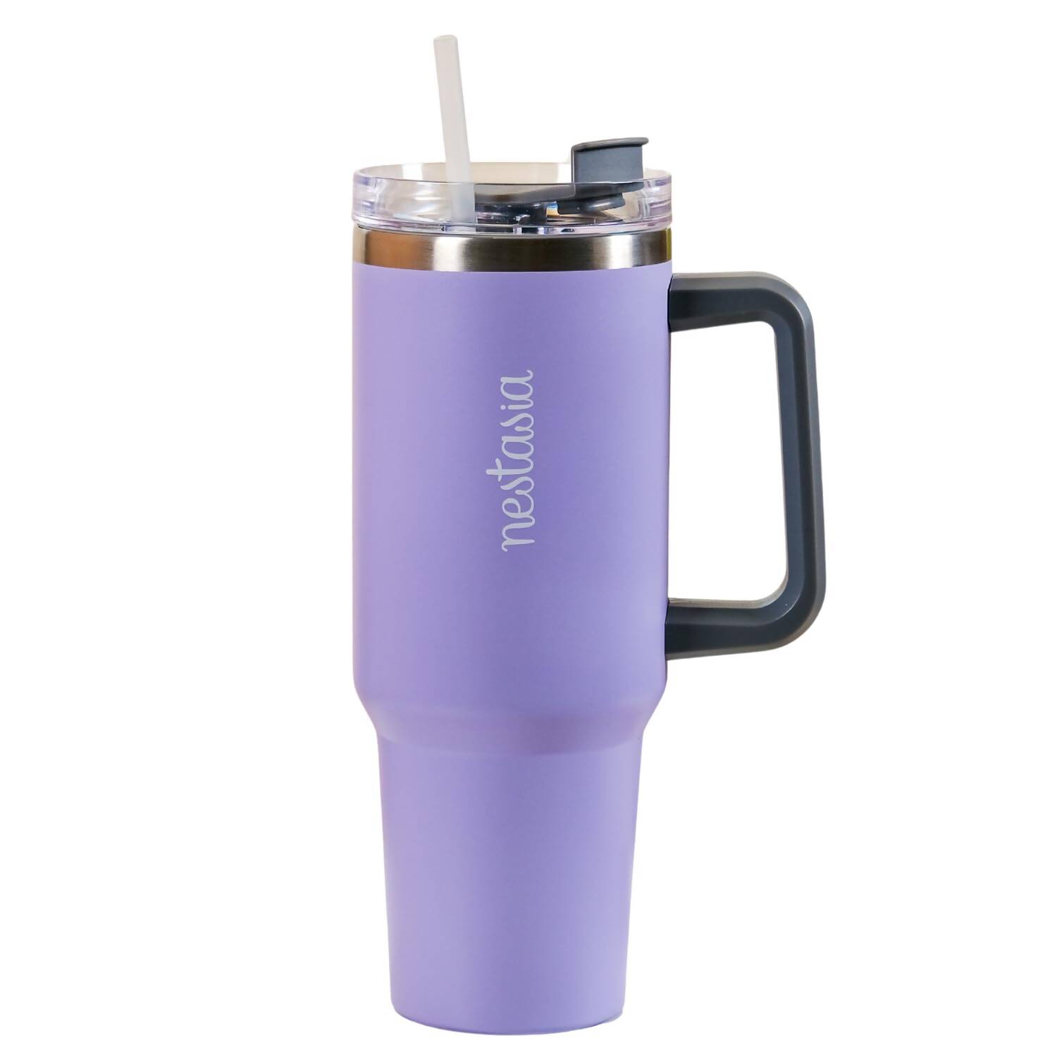 Nestasia Tumbler with Handle Straw & Lid - 1.2L (Purple) | Grocsy