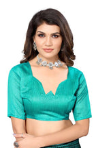 Vamika Rama Green Lycra Knitted Saree | Grocsy