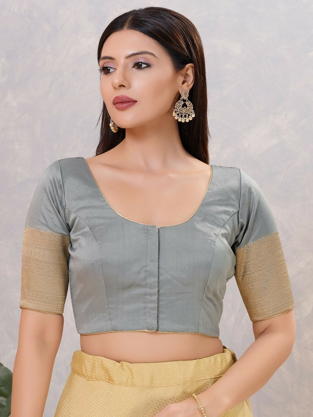 Joban Fashion Women Silk Grey Stitched Blouse | Grocsy