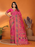 Joban Fashion Pink Meena Weaves Pashmina Sarees | Grocsy