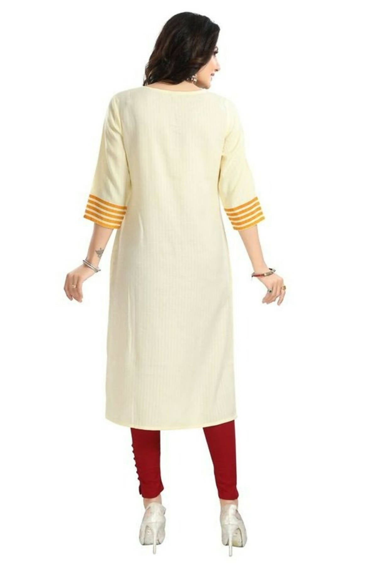 Snehal Creations Yellow Rayon Textured Print Long Kurta For Women | Grocsy