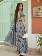 Shree Shyam Fashion Gray Linen Cotton Saree | Grocsy