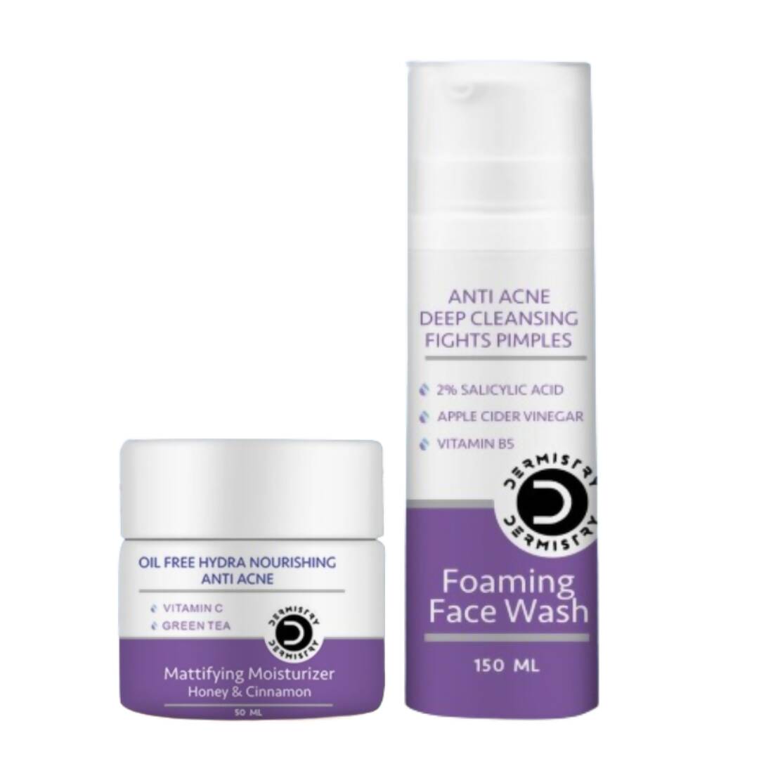 Dermistry Mattifying Moisturizer & Anti Acne Foaming Face Wash | Grocsy