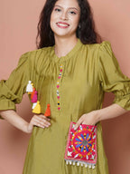 Women Republic Green Art Silk Embroidered Kurta with Afghani Salwar | Grocsy