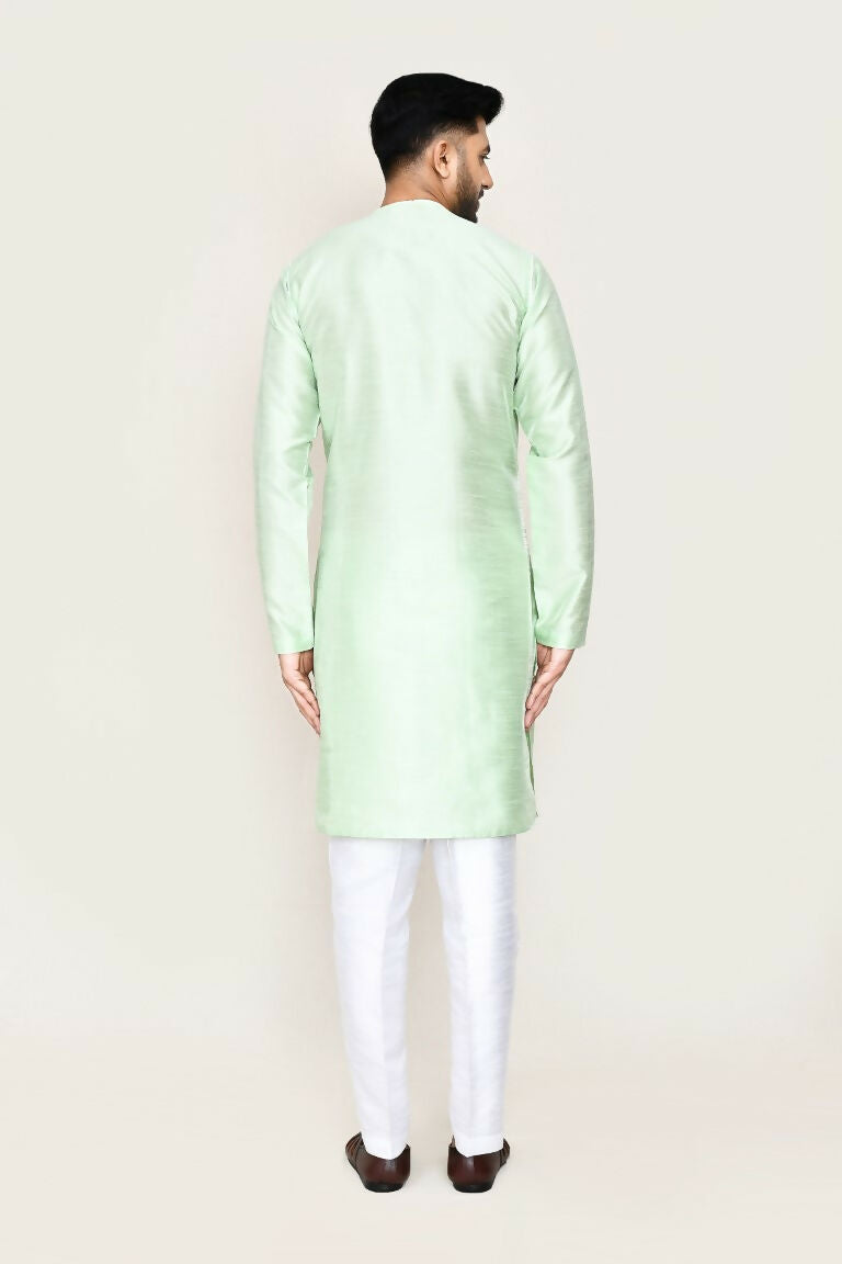 Joban Fashion Green Colored Art Silk Fabric Kurta With Straight Fit Pant | Grocsy