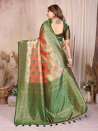 Aastha Fashion Red Banarasi Tissue Silk Weaving Saree | Grocsy