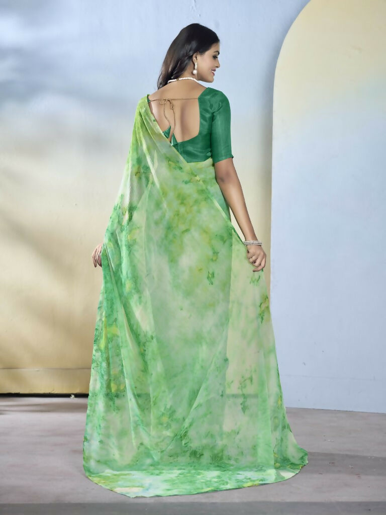 Sea Green Georgette Designer Printed Ready to Wear Saree - Samyana | Grocsy