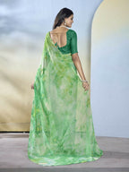 Sea Green Georgette Designer Printed Ready to Wear Saree - Samyana | Grocsy