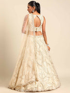 House of Panchhi Cream Net Sequins and Zarkan embroidery Lehenga choli & Dupatta | Grocsy