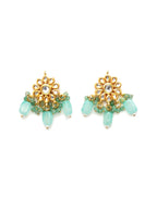 Mint Stone Kundan Earrings (Gold) - Ruby Raang | Grocsy