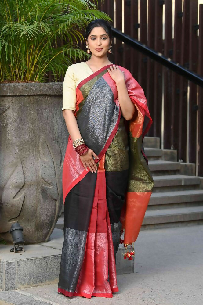 Beatitude Multicolor Tissue Silk Saree | Grocsy