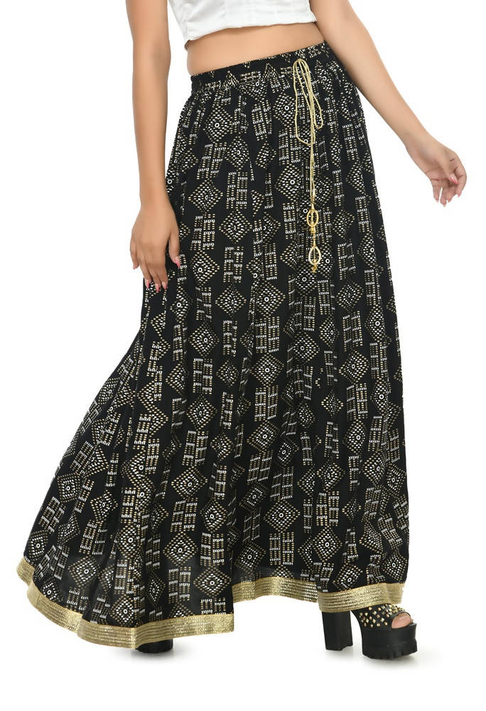 Mominos Fashion Moeza Cotton Black Printed Lehenga (Lancha) | Grocsy