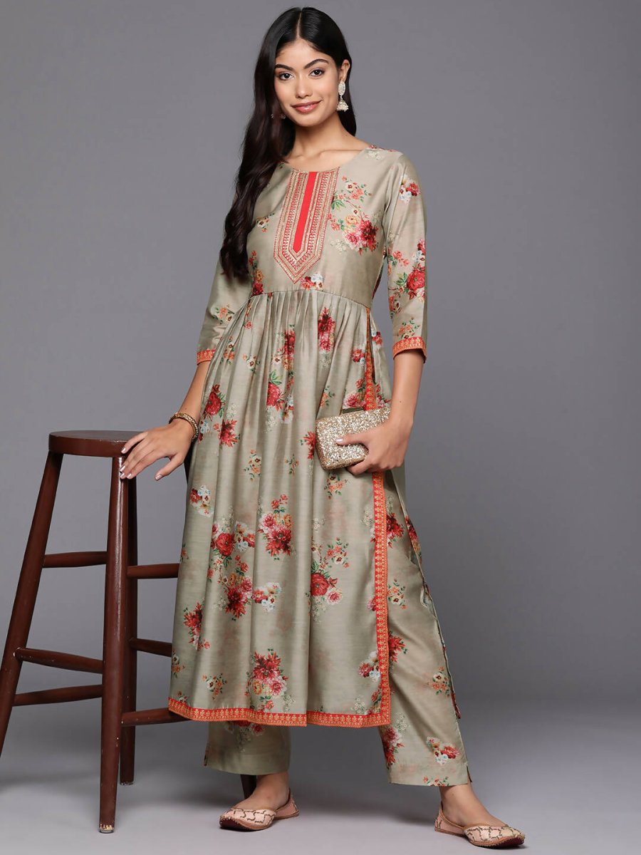 Ahalyaa Women's Traditional wear Kurta Set - Tan | Grocsy