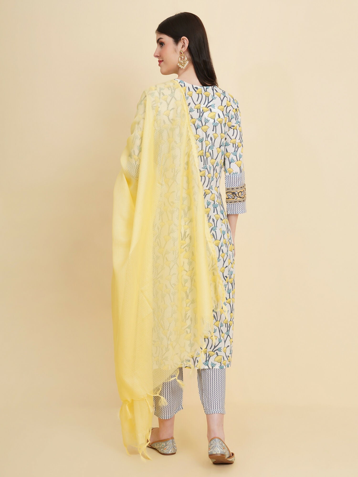 Designer Stylish White cotton Stitched Suit With Dupatta - Tanisha | Grocsy
