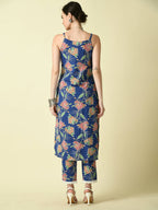 Myshka Women's Blue Straight Printed Kurta | Grocsy