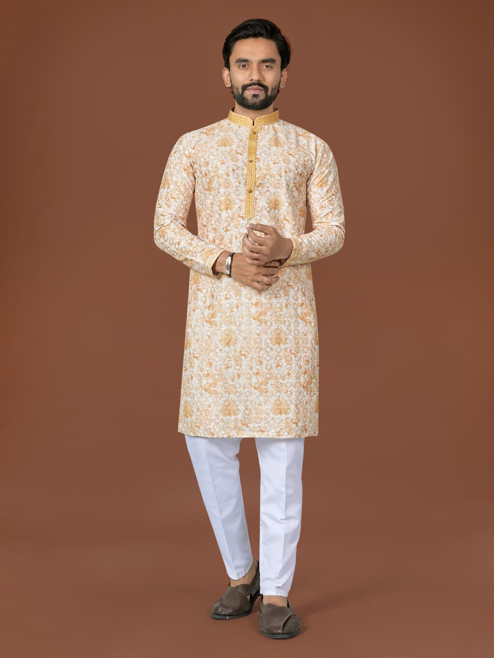 Anaita L Yellow Lucknowi Silk Straight Kurta | Grocsy