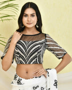 Amodini Designer Studio Heavy Work Black Pearl Sequined Padded Blouse | Grocsy