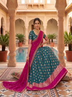 Teeya Creation Peacock Blue Banarasi Silk Ethnic Lehenga Choli for Festivals and Weddings | Grocsy