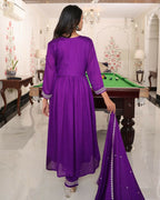 Jyoti Fashion Women's Purple Soft Silk Embroidered Designer Kurta Set | Grocsy