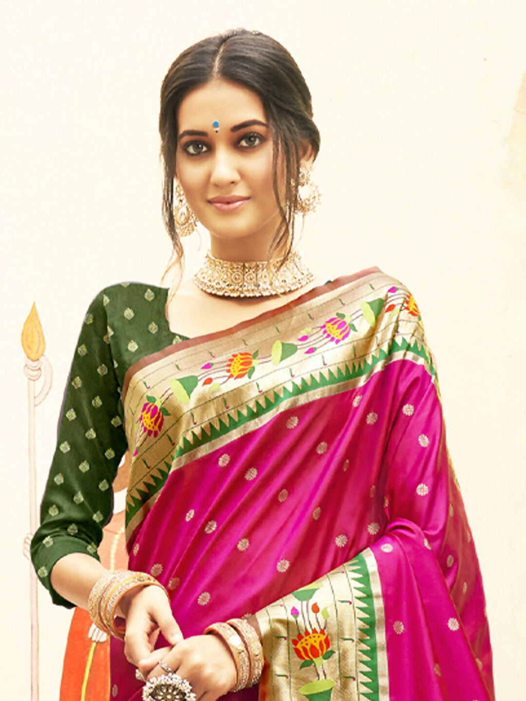 Shree Shyam Fashion Silk Blend Magenta Saree | Grocsy