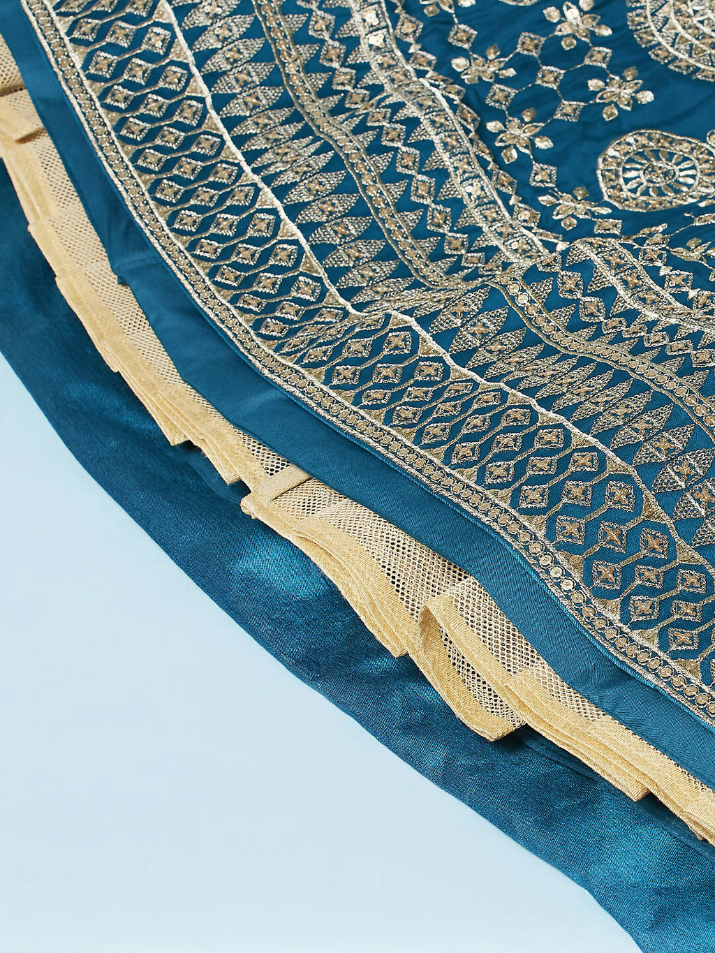 House of Panchhi Teal - Pure Georgette Embroidered Lehenga | Grocsy