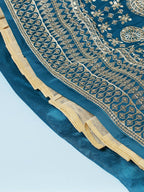 House of Panchhi Teal - Pure Georgette Embroidered Lehenga | Grocsy