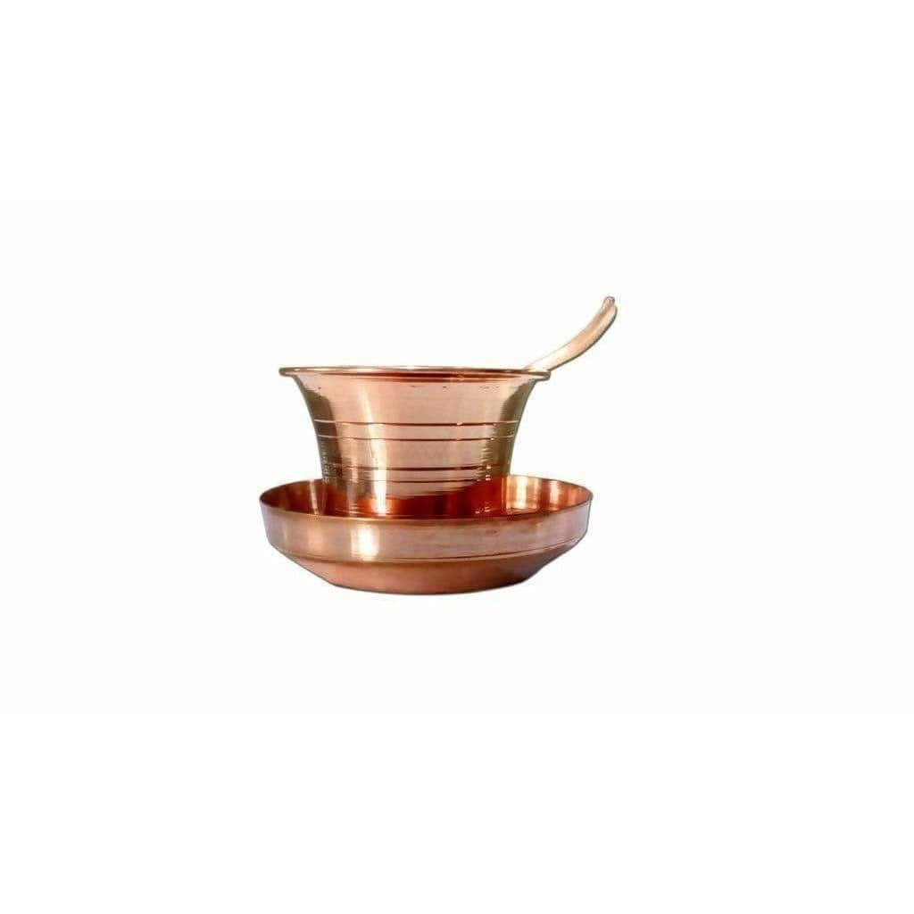 Copper Pancha Pathra Udharini(Spoon) with plate | Grocsy