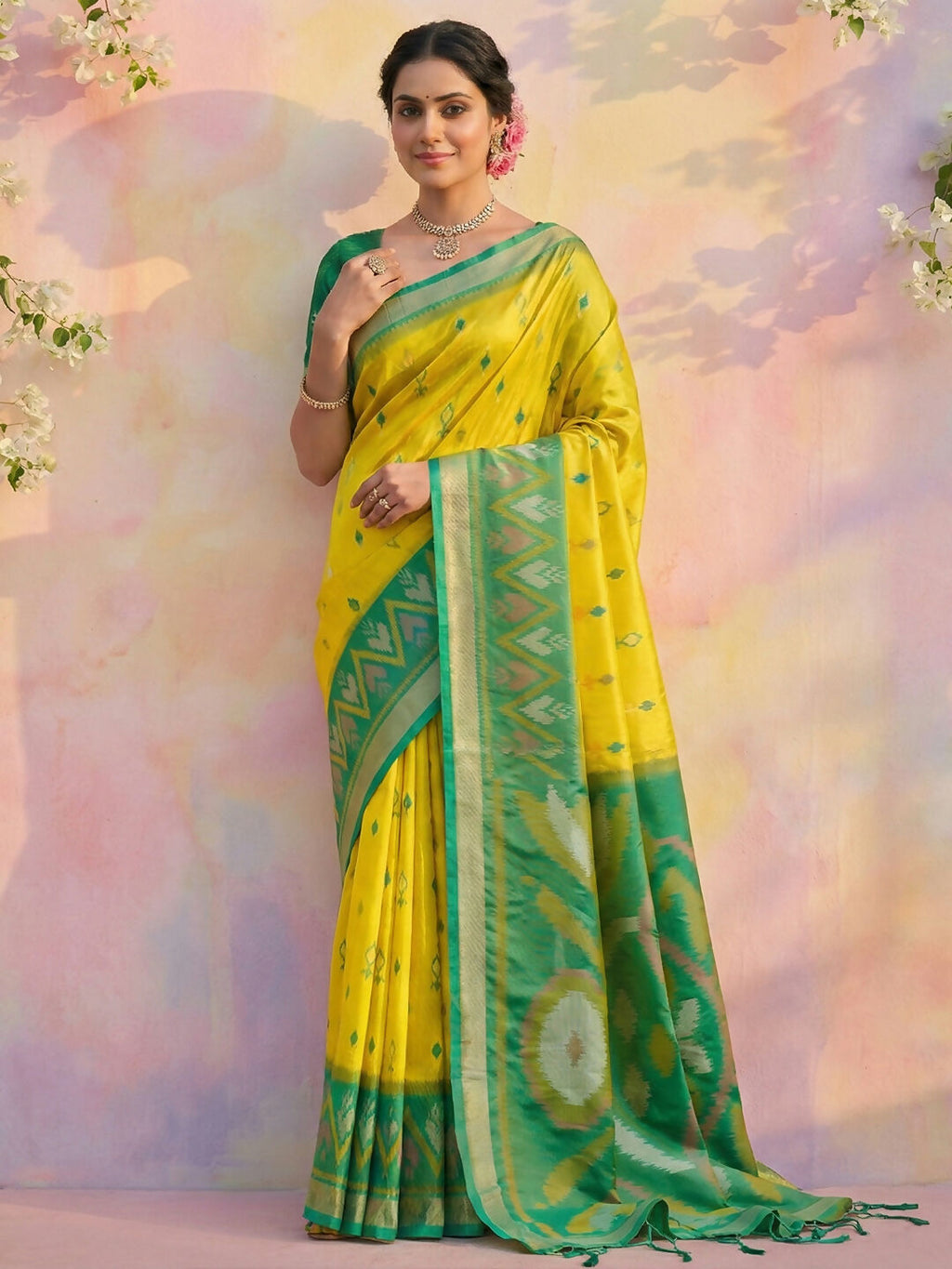Shree Shyam Fashion Green Soft Silk Saree | Grocsy