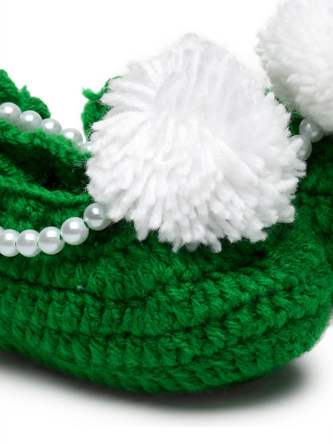 Chutput Kids Woollen Hand Knitted Pom Pom Detailed Booties - Green | Grocsy