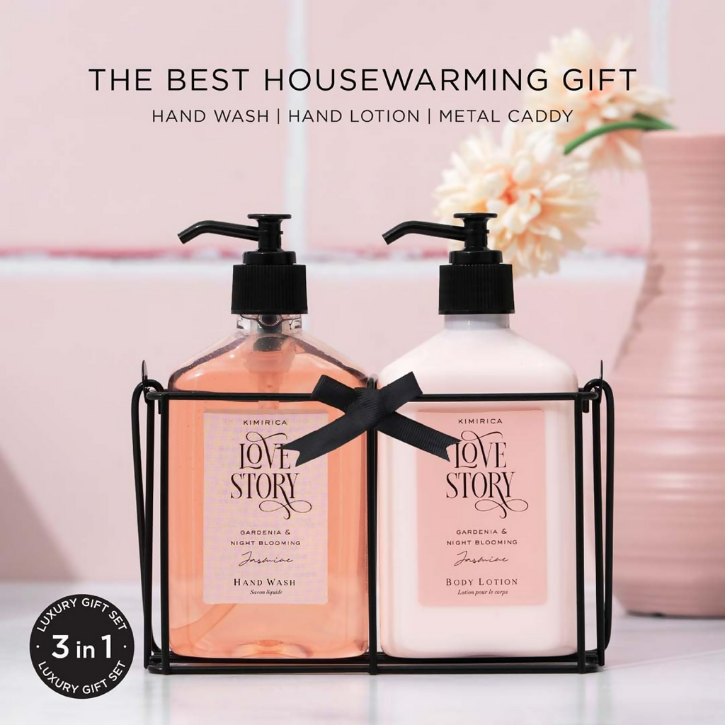 Kimirica Hand Wash & Hand Lotion Duo set Kit with Metal Caddy | Grocsy
