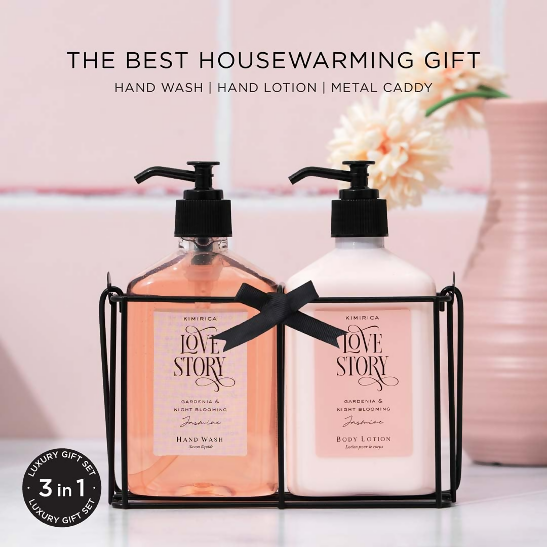 Kimirica Hand Wash & Hand Lotion Duo set Kit with Metal Caddy | Grocsy