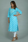 Alvano Women's Stylish Cotton Blend Laheriya Kurti | Grocsy