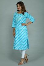 Alvano Women's Stylish Cotton Blend Laheriya Kurti | Grocsy