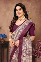 Aafreen Partywear Designer Purple Khadi Fancy Saree | Grocsy