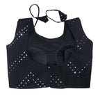 Vamika Brown Georgette Mirror Work Blouse | Grocsy