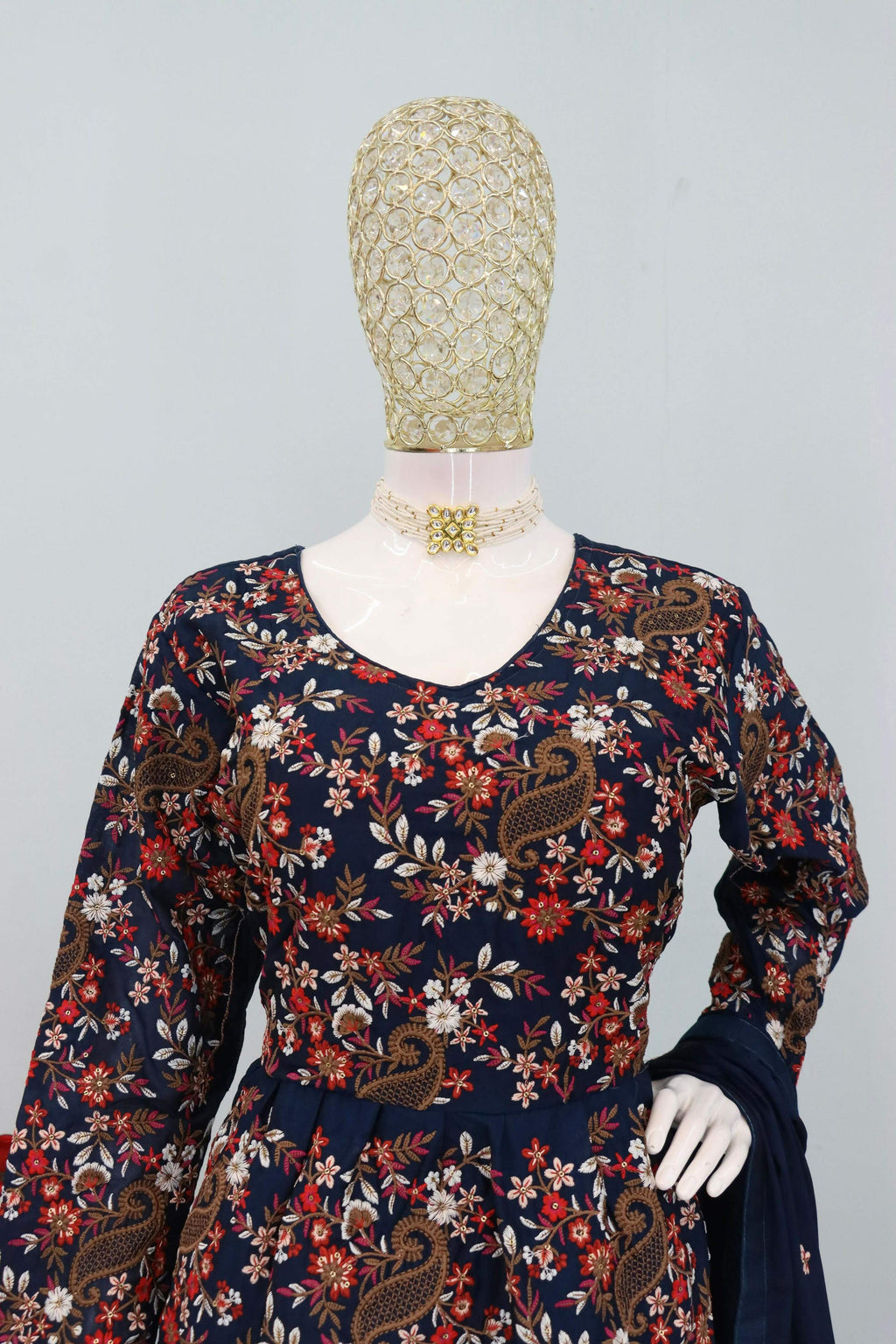 Anaita Blue Chinon Embroidered With Sequins Work Salwar Suit | Grocsy