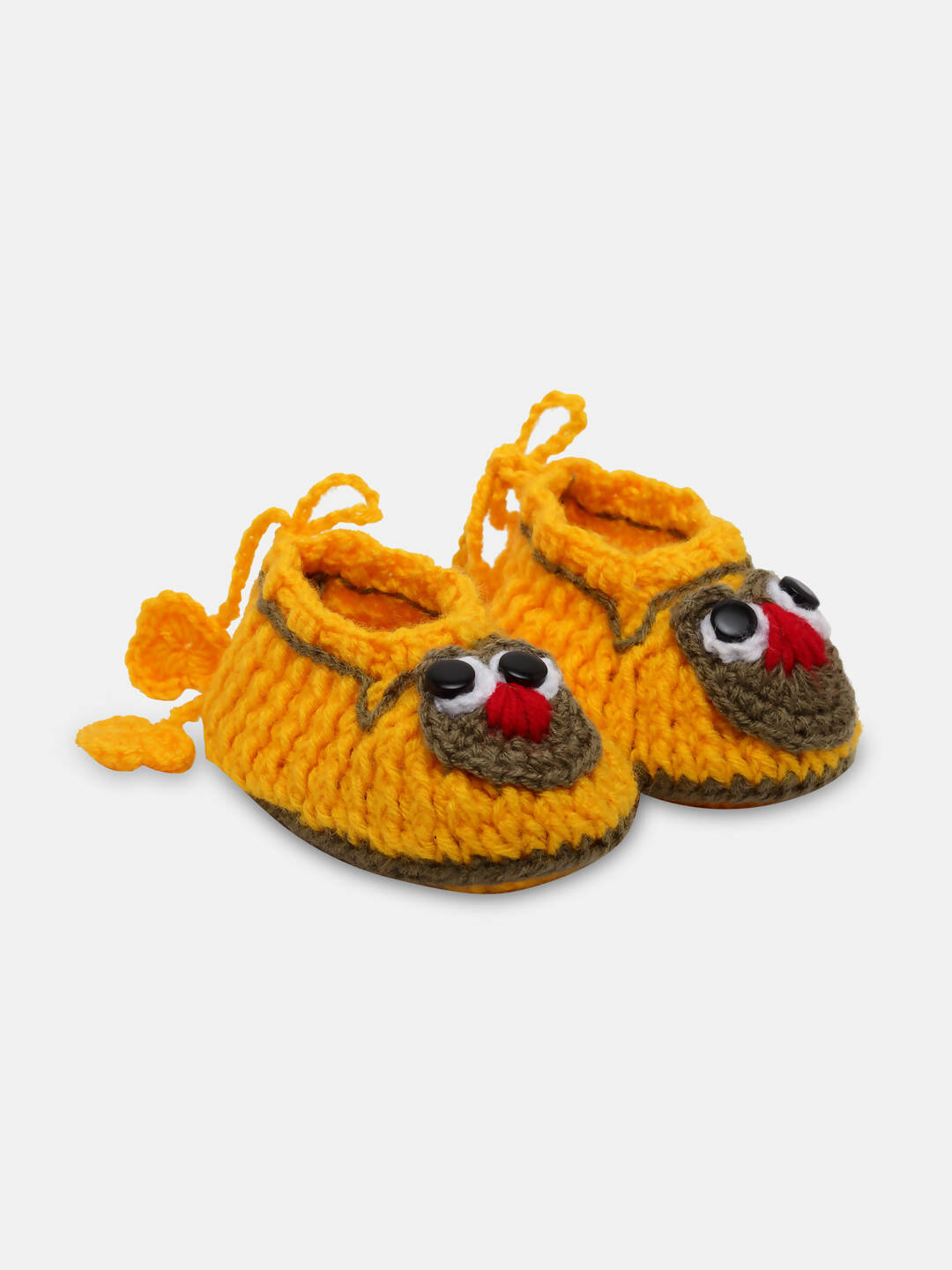 Chutput Kids Woollen Hand Knitted Cartoon Detailed Booties - Yellow | Grocsy