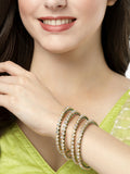 NVR Women's Set Of 4 Gold-Polished Kundan-Studded Traditional Bangles | Grocsy