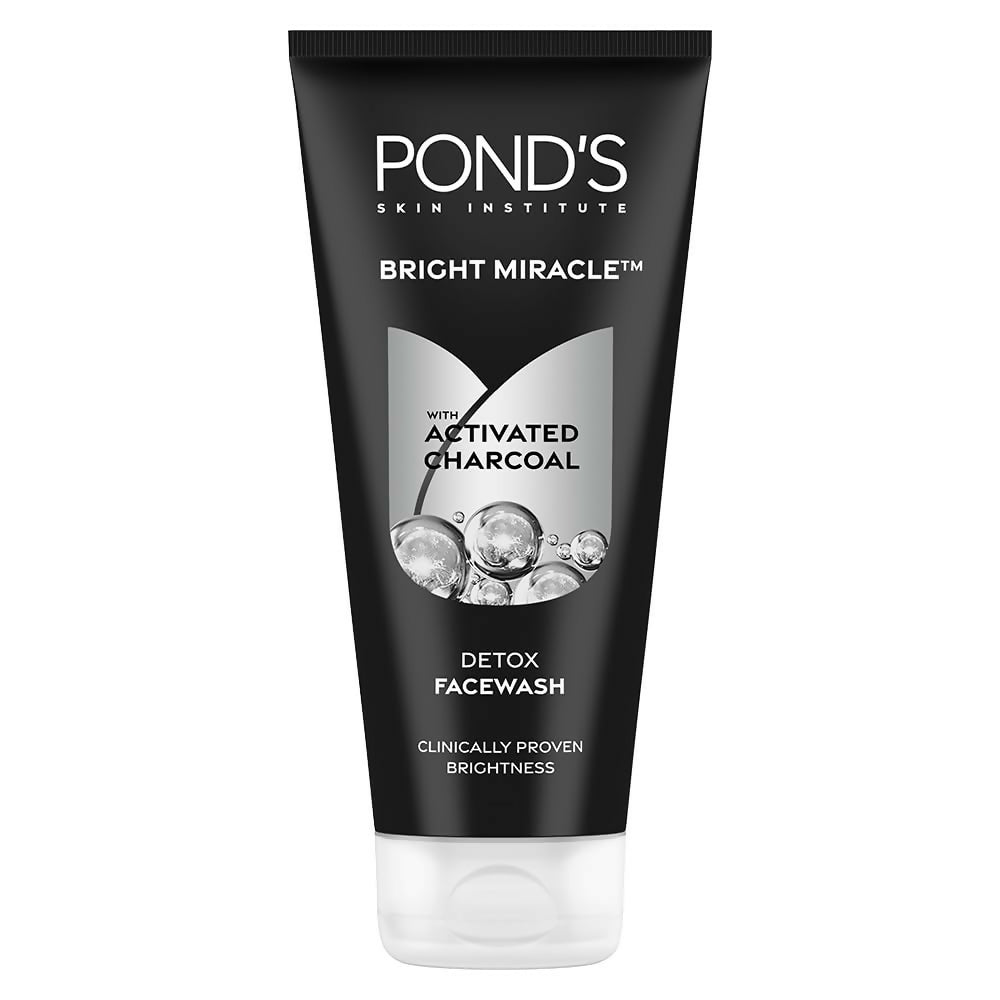 Ponds Bright Miracle Detox Facewash 10X Power of Activated Charcoal For Deep Cleaned Skin, Reveals Glow | Grocsy