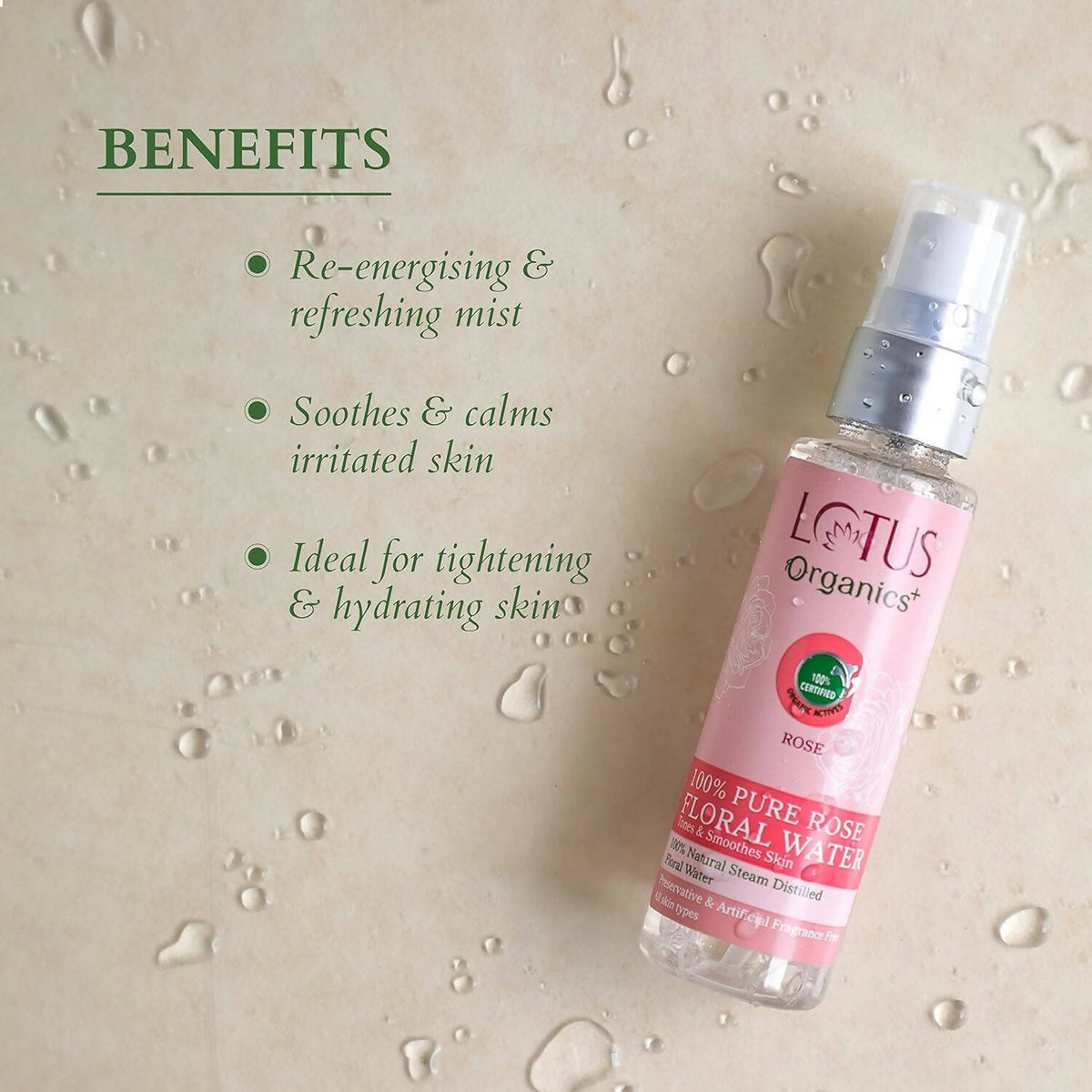 Lotus Organics+ 100% Pure Rose Floral Water | Grocsy