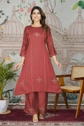 Festive Wear Ethnic Pure gaji silk with pocket inside kurti Red Stitched Suit - Pihu | Grocsy