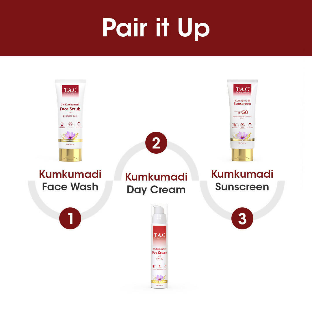 TAC - The Ayurveda Co. Kumkumadi Sunscreen Ultra Light SPF 50 with UVA/UVB PA+++ | Grocsy