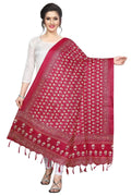 Vamika Red Printed Khadi Bhagalpuri Latest Dupatta | Grocsy