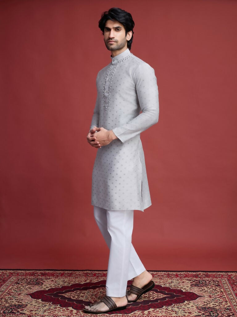 Vastranavya Exclusive Festival Wear Viscose Mirror Work on Self Weaving Kurta Only | Grocsy