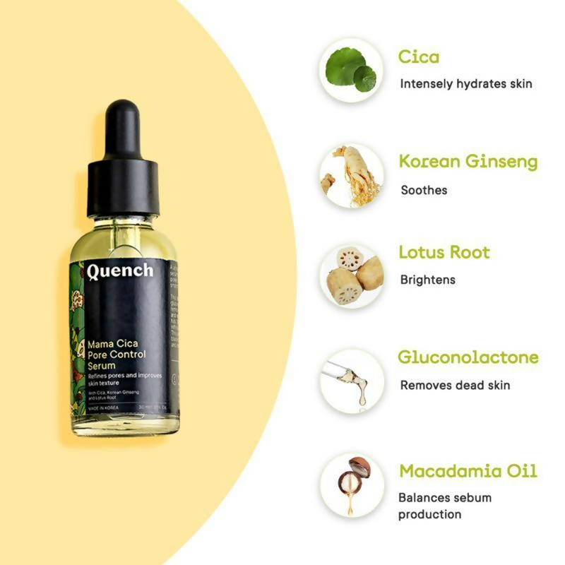 Quench Pore Control Serum with Cica & Korean Ginseng Controls Excess Oil & Acne | Grocsy