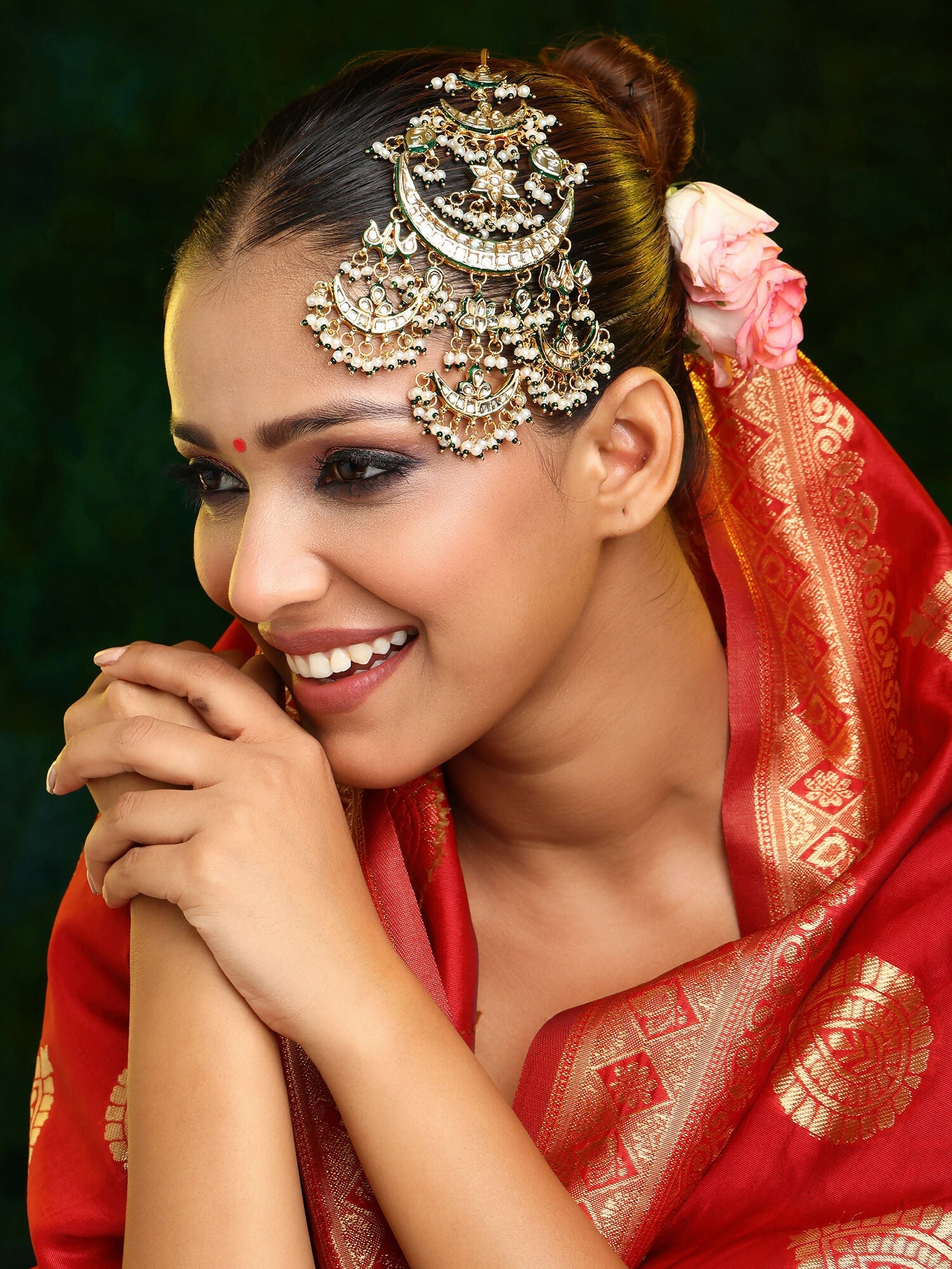 Ruby Raang 22k Gold Polished Kundan Passa | Grocsy