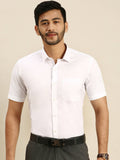 Ramraj Cotton Mens Half Sleeve White Shirt Plus Size - 100% Cotton | Grocsy