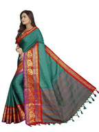 Vamika Banarasi Silk Rama Green Weaving Saree | Grocsy