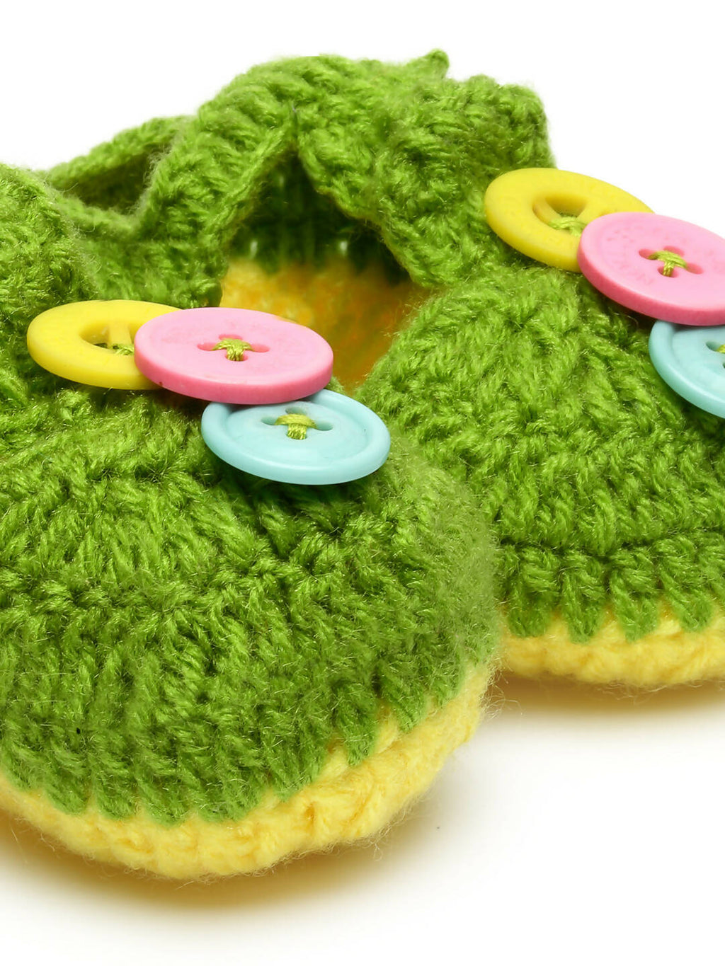 Chutput Kids Woollen Hand Knitted Self Desgin Detailed Booties - Green | Grocsy